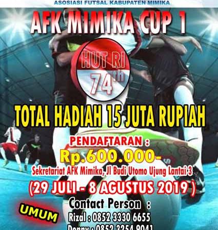 Turnamen Futsal AFK Mimika Cup 1, Total Hadiah Rp 15 Juta