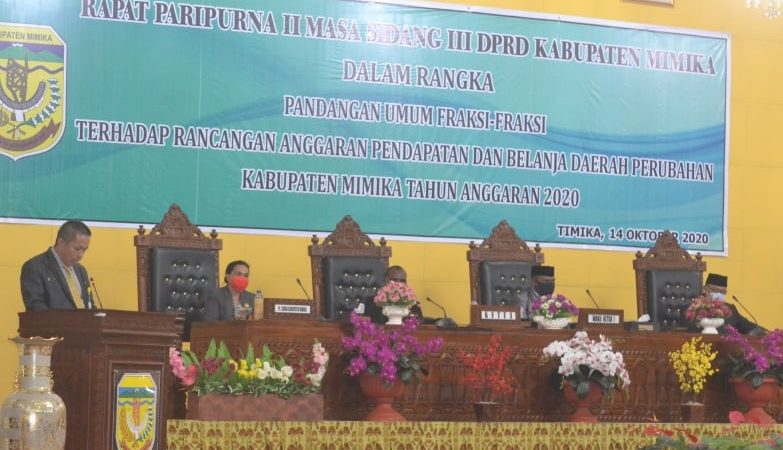 Fraksi Fraksi di DPRD Mimika Sampaikan Pandangan Umum APBD-P 2020