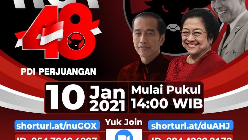 Secara Daring, Hari Ini Megawati dan Presiden Jokowi Berpidato di HUT Ke-48 PDI Perjuangan