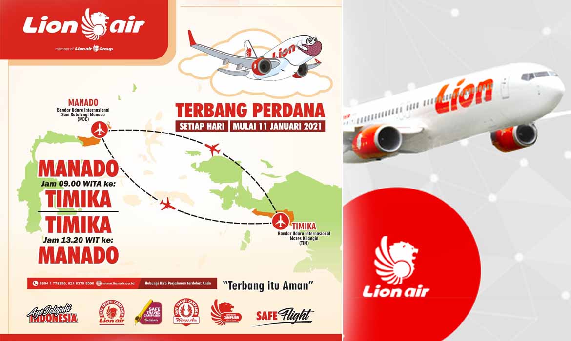 11 Januari 2021, Lion Air Terbang Perdana Timika Manado PP