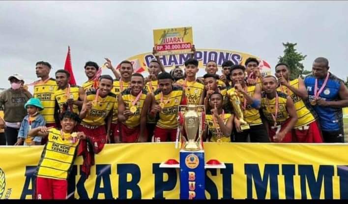 Kalahkan Brigif 3-1, Mimika United Tampil Sebagai Juara 1 dan Sabet 2 Tropy