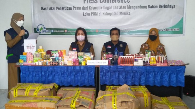 Kosmetik Ilegal dan Berbahaya Diamankan Loka POM Timika Nilainya Mencapai Ratusan Juta