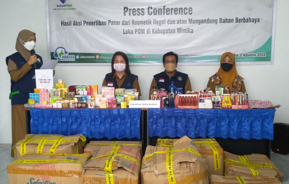 Kosmetik Ilegal dan Berbahaya Diamankan Loka POM Timika Nilainya Mencapai Ratusan Juta