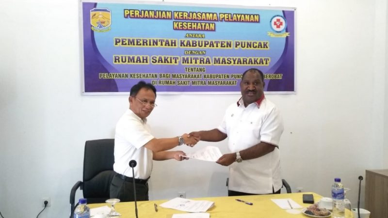 Pemda Puncak dan RSMM-Timika Teken MoU Tentang Pelayanan Kesehatan Bagi Masyarakat Puncak