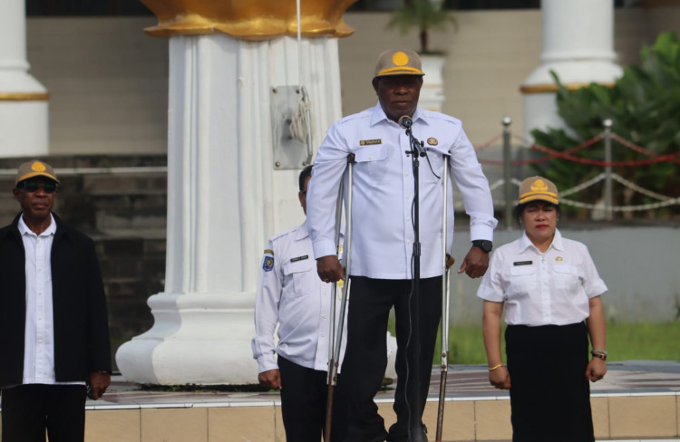 Pj Sekda Mimika Pimpin Apel Gabungan Usai Lebaran