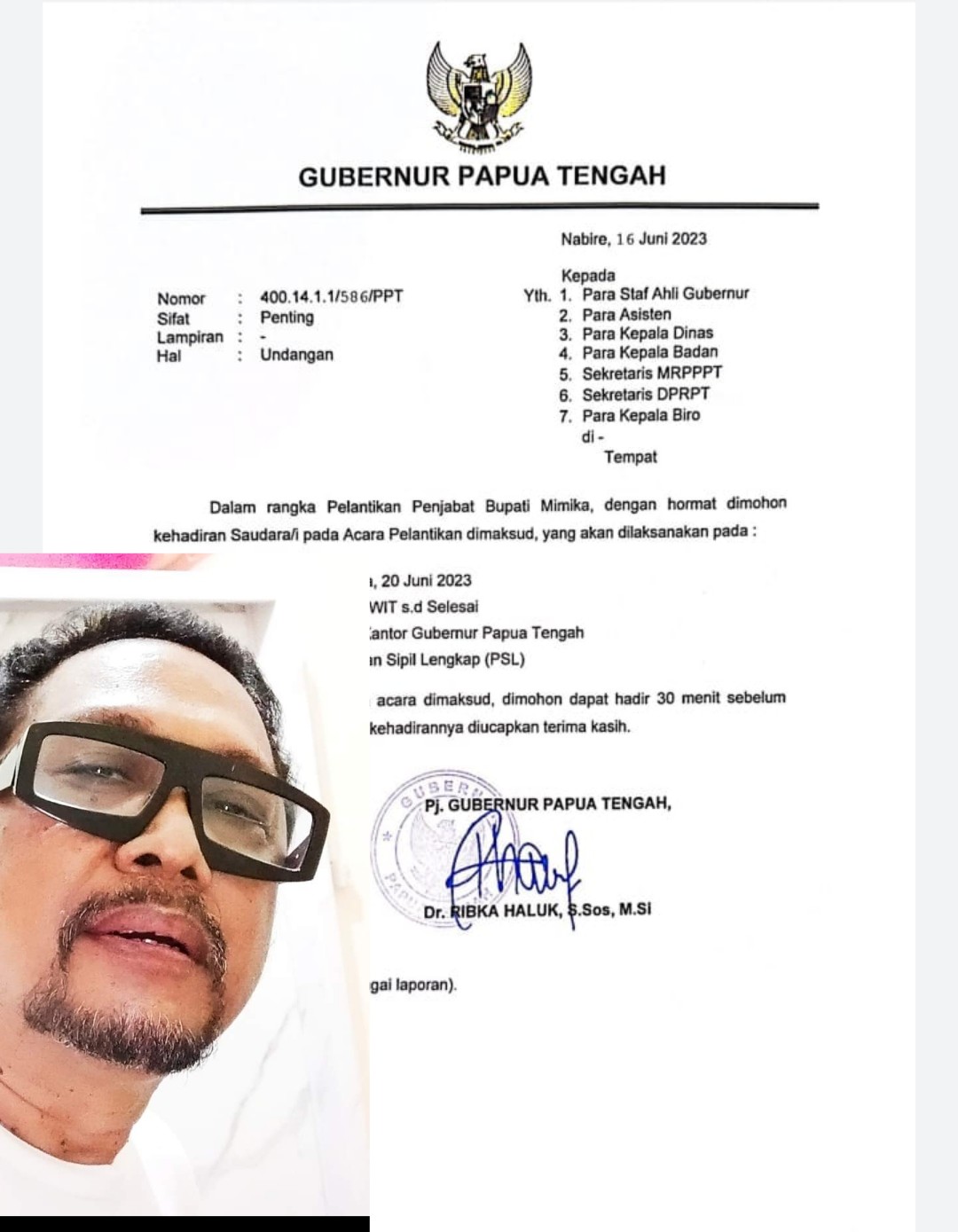 Undangan Pelantikan Penjabat Bupati Mimika Dinilai Bertentangan dengan Hukum