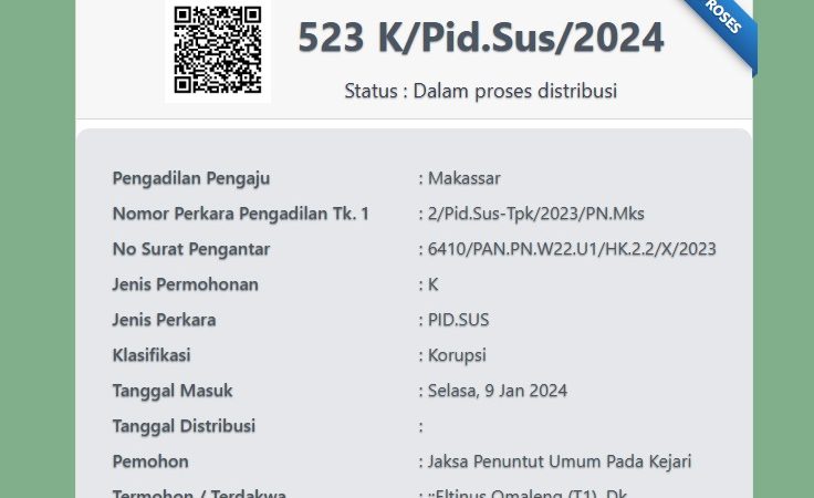Kasasi Kasus Korupsi Gereja Kingmi Mile 32 Menunggu Jadwal Sidang dari Mahkamah Agung
