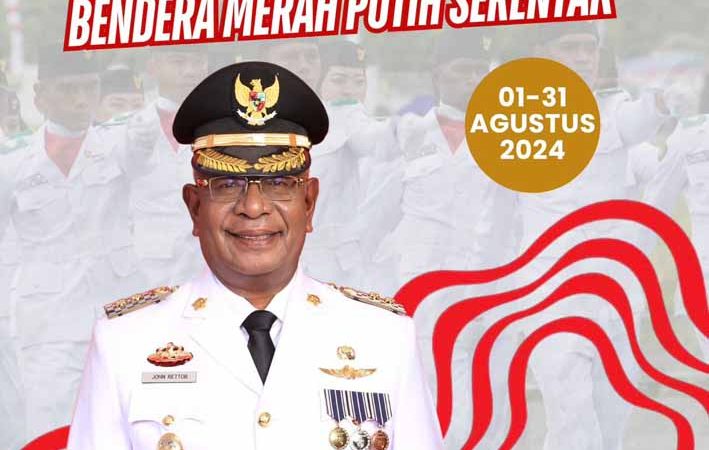 Meriahkan HUT RI ke-79, Bupati John Rettob Ajak Seluruh Warga Mimika Kibarkan Bendera Merah Putih