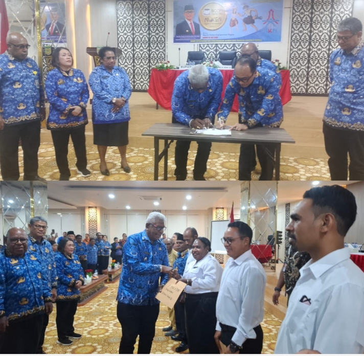 Tepati Janji dalam 100 Hari Kerja, didampingi Wabup Emanuel Kemong, Bupati Jhon Rettob Serahkan SK PPPK Guru