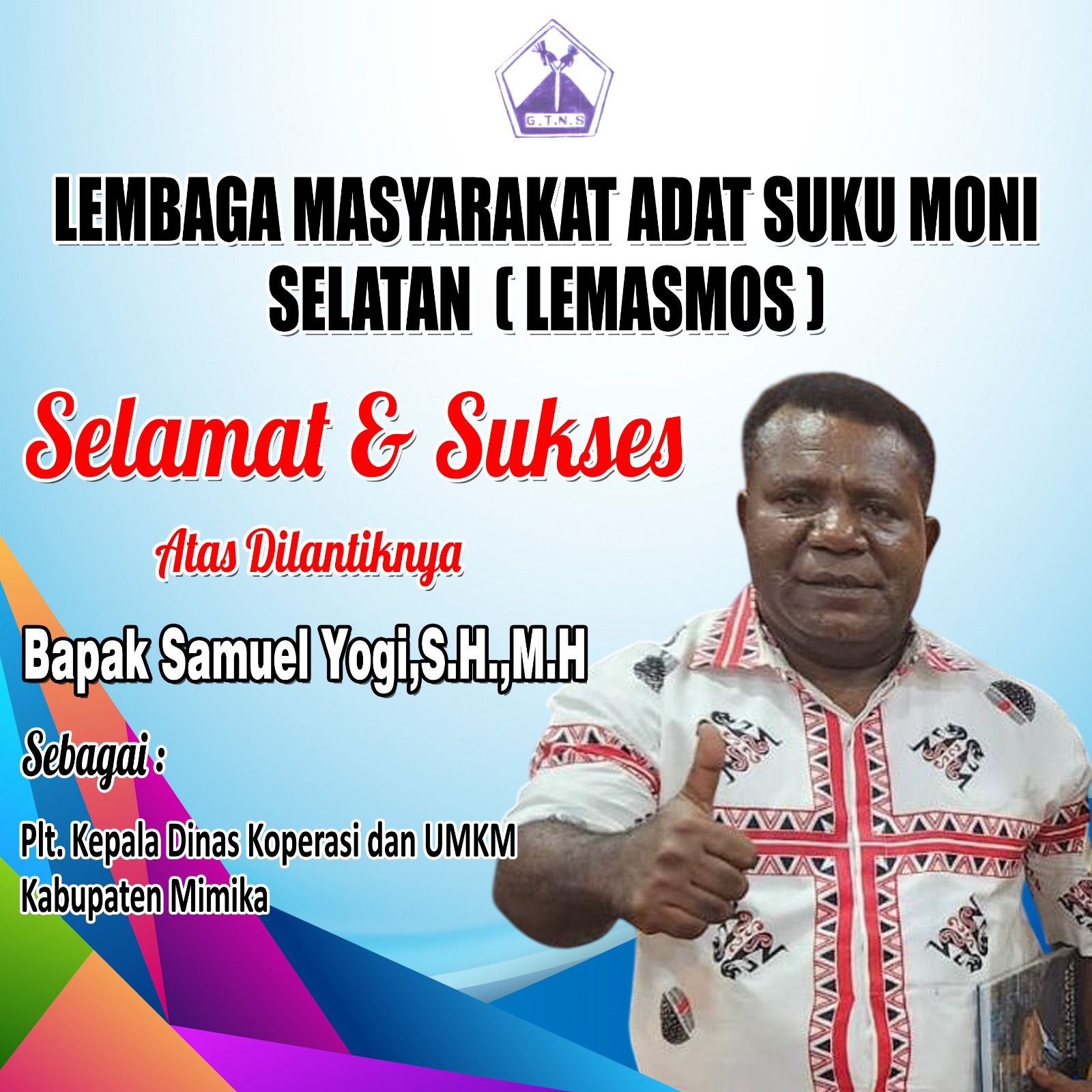 Lemasmos Apresiasi Bupati Mimika Lantik Semuel Yogi Sebagai Kadis Koperasi dan UMKM
