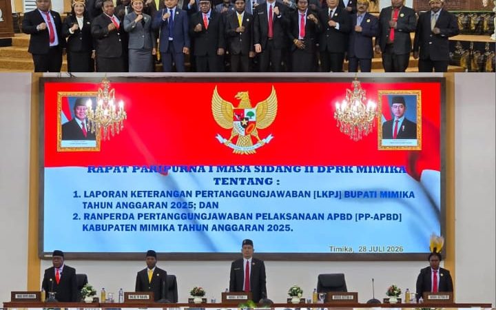 DPRK Mimika Gelar Paripurna Penyampaian LKPJ Bupati dan Ranperda PP-APBD 2025