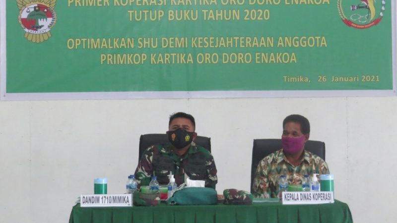 Primer Koperasi Kartika ‘Oro Doro Enakoa Kodim 1710/Mimika Gelar RAT Tahun 2020