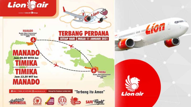 11 Januari 2021, Lion Air Terbang Perdana Timika Manado PP