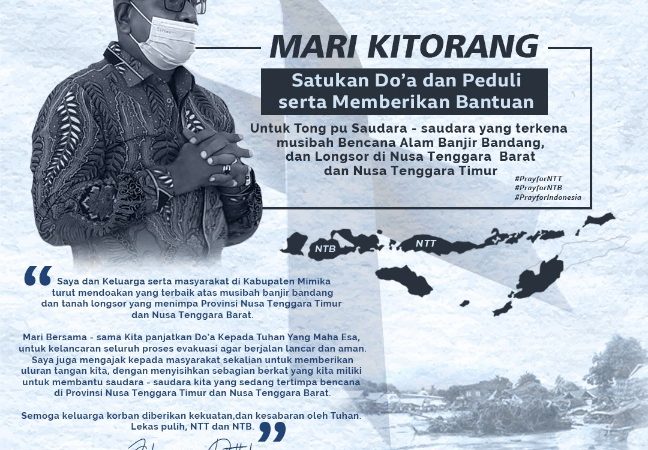 Wabup John Rettob Ajak Masyarakat Mimika Bantu Korban Bencana NTT