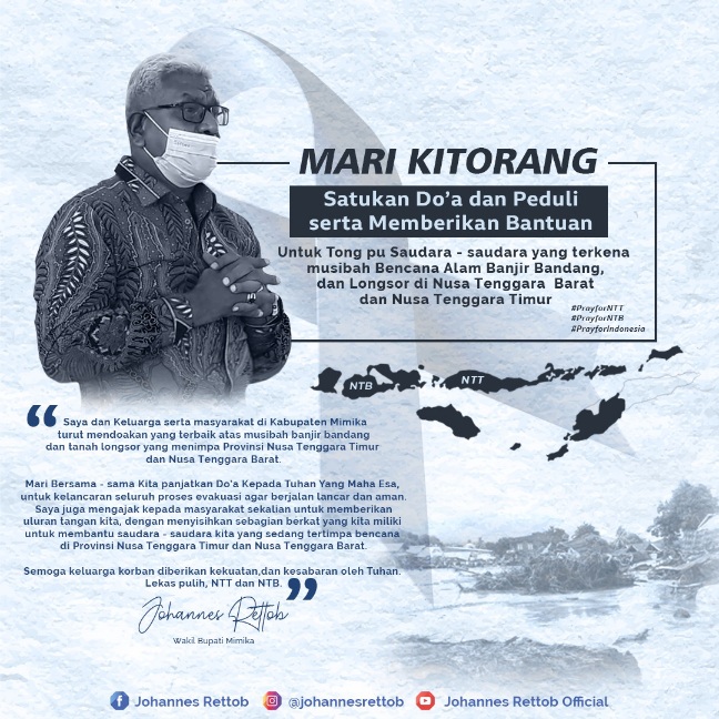 Wabup John Rettob Ajak Masyarakat Mimika Bantu Korban Bencana NTT