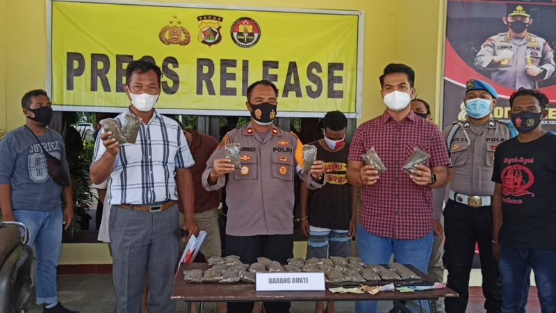 Polres Keerom Amankan Pelaku Pemilik Dan Pengedar Narkotika Jenis Ganja