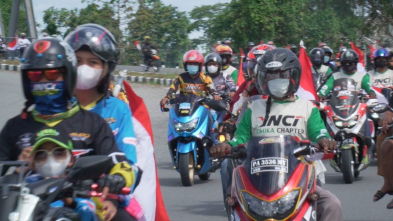 Ikut Konvoi Merah Putih, YNCI Chapter Timika Kampanyekan Tertib Berlalulintas