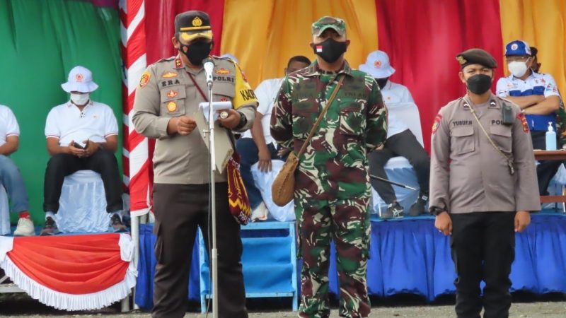 Dandim Yoga Prasetya dan Kapolres Era Adhinata Pimpin Upacara Gelar Pasukan Ops Deraku Cartensz 2021