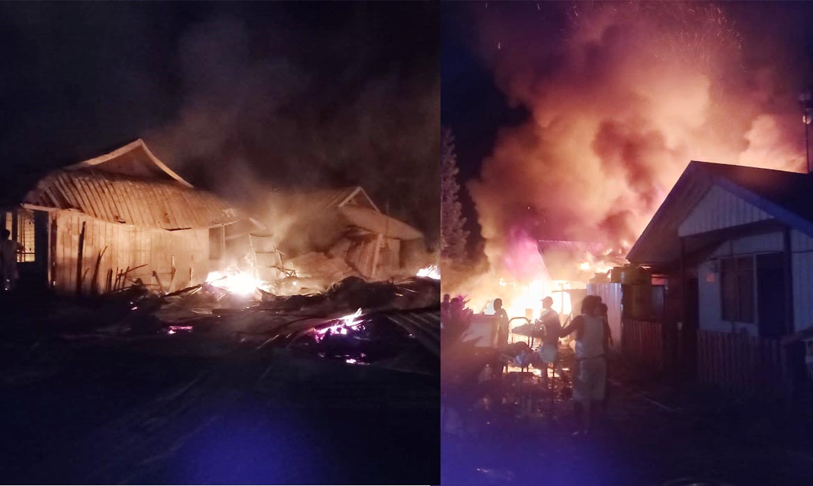 Satu Unit Ruko dan Tiga Unit Rumah Dinas di Pegunungan Bintang Ludes Terbakar