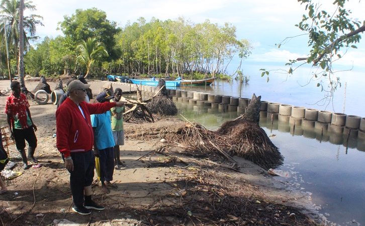 Tinjau Pengerjaan Proyek Pemecah Ombak Di Atuka, Waket II Berikan Apresiasi Pada Pemkab Mimika