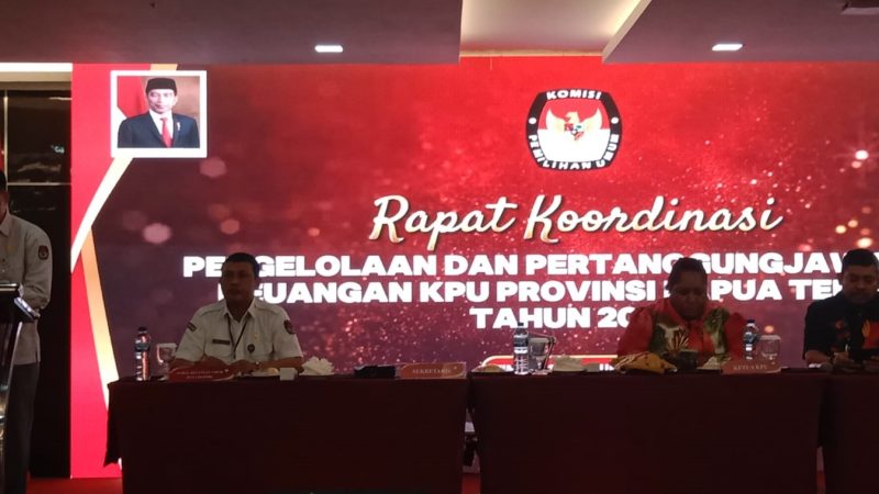 KPU Papua Tengah Gelar Rapat Koordinasi Pengelolaan dan Pertanggunjawaban Keuangan di Timika