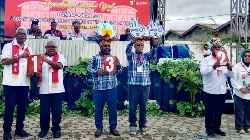 Berikut Nomor Urut Paslon JOEL, MP3 dan AIYE Untuk Pilkada Mimika