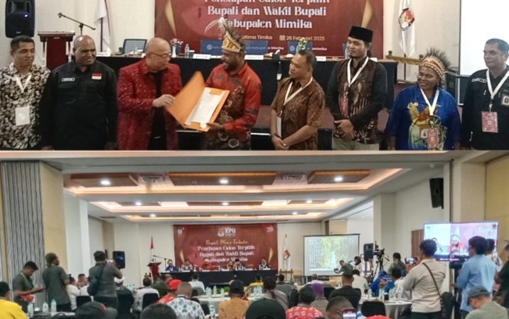 KPU Mimika Tetapkan Johannes Rettob – Emanuel Kemong Sebagai Bupati dan Wakil Bupati Terpilih 