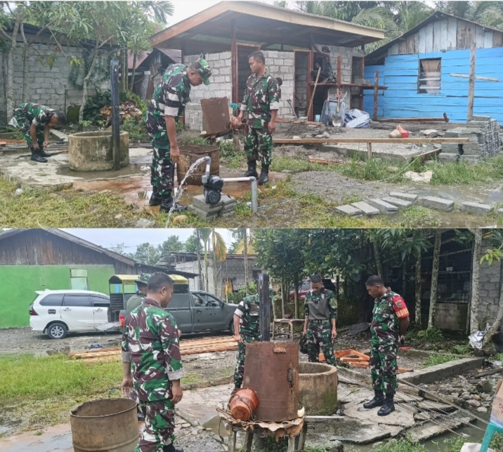 Bantu Kesulitan Warga, Kodim 1710/ Mimika Bangun Empat Sumur Bor, MCK dan Kamar Mandi Umum