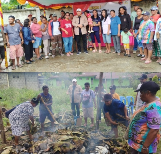 Legislator DPR Provinsi Papua Tengah, Jhon Thie Gelar Reses Pertama dengan Warga di Belakang Kantor Kehutanan Timika 