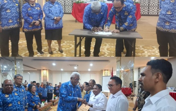 Tepati Janji dalam 100 Hari Kerja, didampingi Wabup Emanuel Kemong, Bupati Jhon Rettob Serahkan SK PPPK Guru