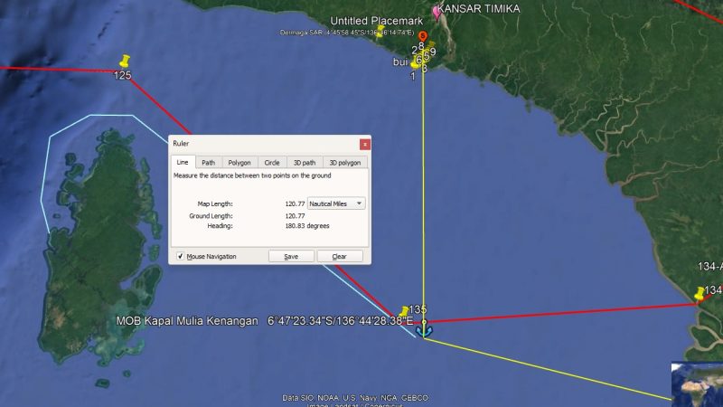ABK KM Mulia Kenangan Terjatuh di Perairan Arafura, SAR Timika Lakukan Pencarian