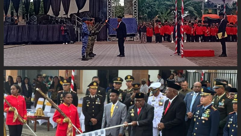 Awali Rangkaian Peringatan HUT RI di Mimika, Bupati Pimpin Upacara Taptu, Wabup Lepas Peserta Pawai Obor