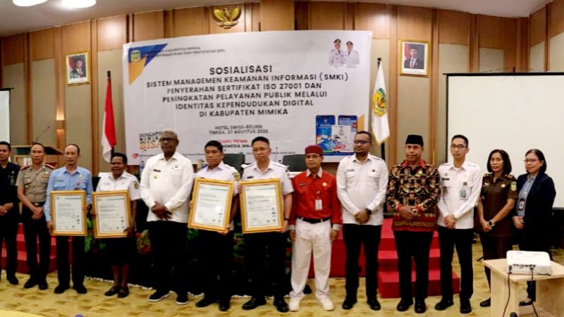 Tiga OPD di Mimika Raih Sertifikat ISO 27001,Bupati Jhon Rettob : Semua Tergantung Niat dan Kemauan
