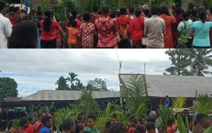 Ratusan Umat Katolik Hadiri Misa Minggu Palma di Gereja Santo Petrus SP 1 Timika