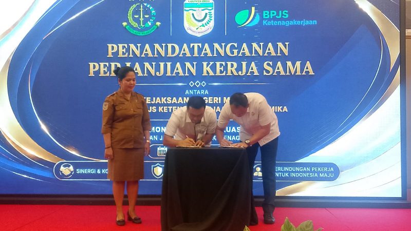 Wujud Nyata Sinergi Antar Lembaga untuk Lindungi Pekerja, Pemkab Mimika Apresiasi PKS BPJS Ketenagakerjaan dan Kejari Mimika