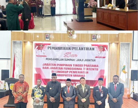 Bupati Mimika Resmi Lantik Sejumlah Pejabat, Ini Daftar Namanya