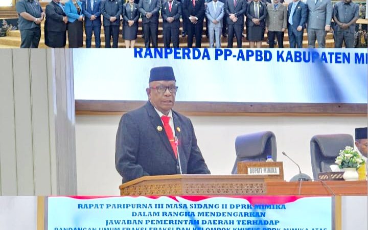 Bupati Mimika Sampaikan Jawaban atas Pandangan Umum Fraksi DPRK terhadap LKPJ dan Ranperda Pertanggungjawaban APBD 2025
