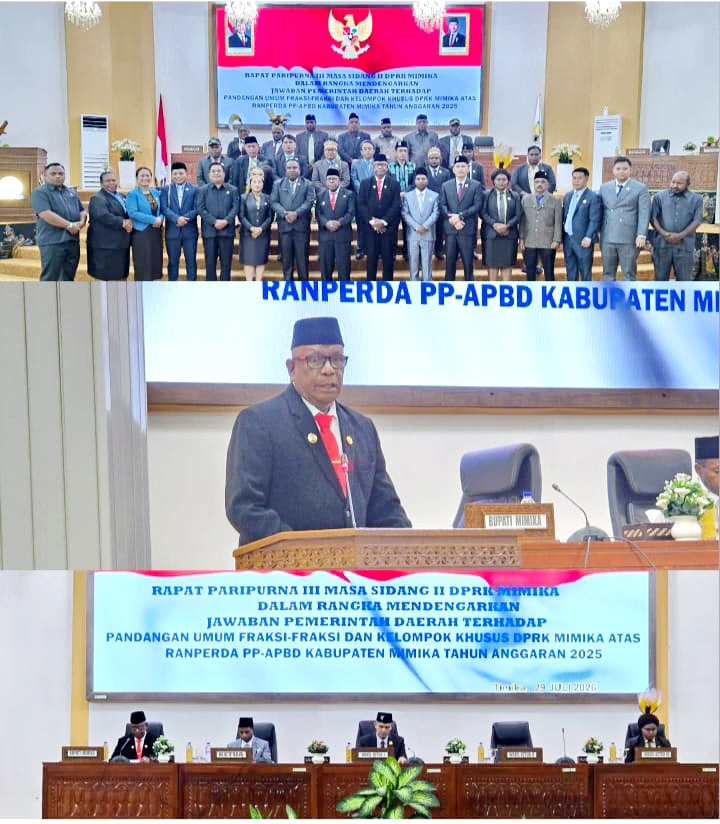 Bupati Mimika Sampaikan Jawaban atas Pandangan Umum Fraksi DPRK terhadap LKPJ dan Ranperda Pertanggungjawaban APBD 2025
