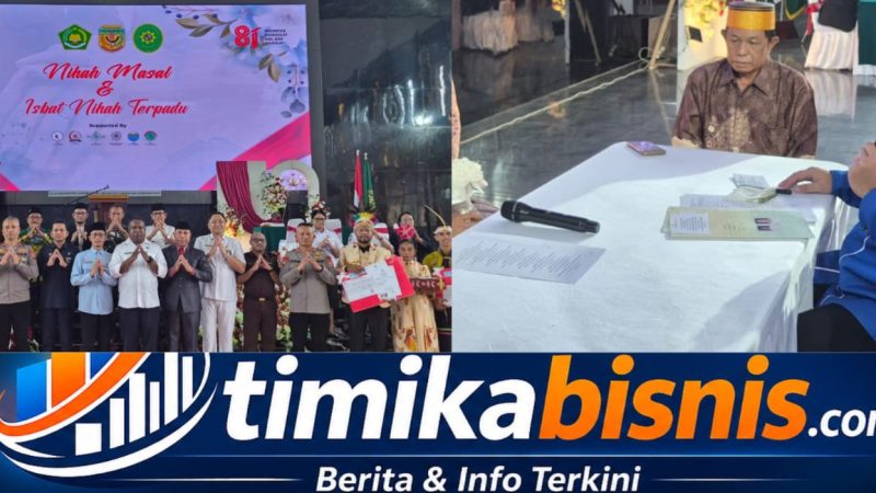 Sambut HUT RI ke-81, Disdukcapil Mimika Fasilitasi Nikah Massal dan Itsbat Nikah bagi 103 Pasangan