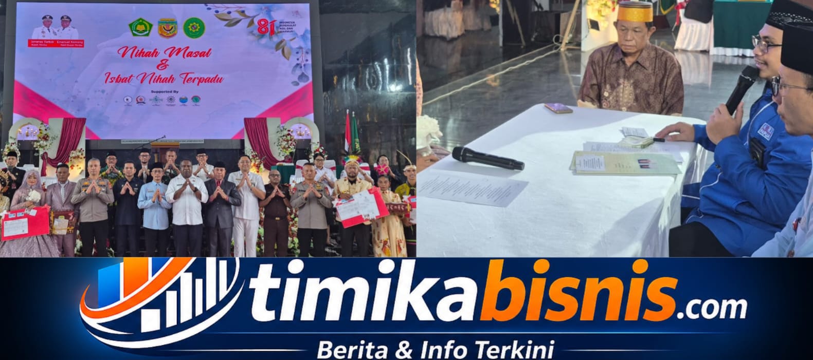 Sambut HUT RI ke-81, Disdukcapil Mimika Fasilitasi Nikah Massal dan Itsbat Nikah bagi 103 Pasangan