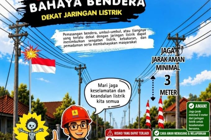 Jelang HUT RI ke-81, PLN Papua Ingatkan Warga Jaga Jarak Aman Saat Pasang Bendera