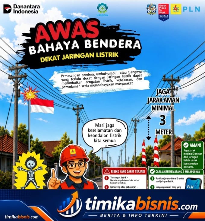 Jelang HUT RI ke-81, PLN Papua Ingatkan Warga Jaga Jarak Aman Saat Pasang Bendera