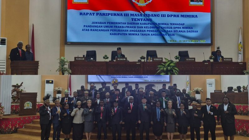 Bupati Mimika Jawab Pandangan 8 Fraksi di DPRK Mimika Dalam Paripurna III
