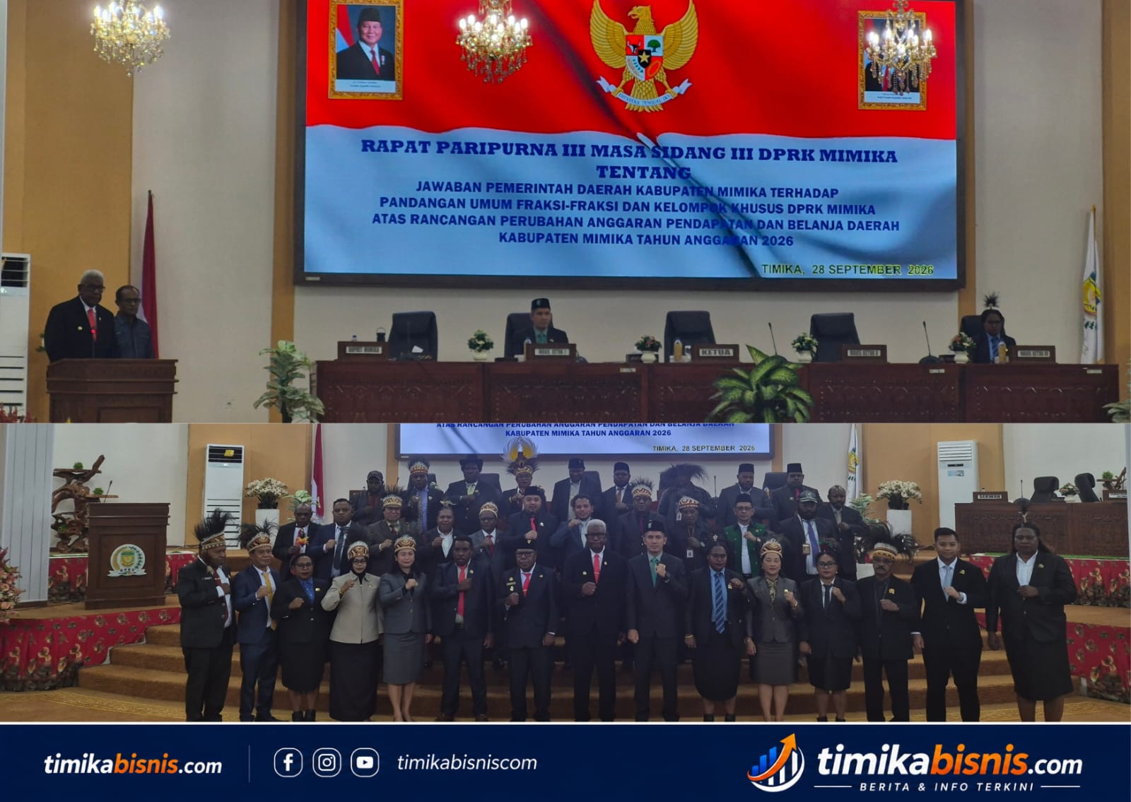 Bupati Mimika Jawab Pandangan 8 Fraksi di DPRK Mimika Dalam Paripurna III